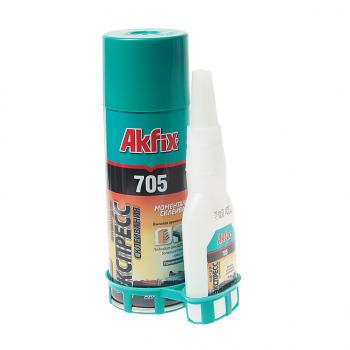 499 р. Клей моментальный 2-х компонентный 65г+200мл Akfix 705 AKFIX AKFIX an705_65  с доставкой в г. Кемерово. Увеличить фотографию 1