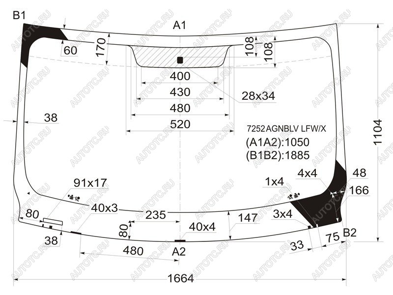 8 199 р. Стекло лобовое Nissan Primastar 02-14  Opel Vivaro 01-14  Renault Trafic 01-14 XYG 7252AGNBLV LFW/X  с доставкой в г. Кемерово