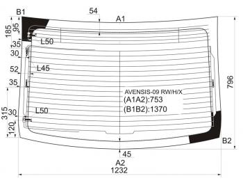 Стекло заднее (Цвет зеленый Обогрев Антенна) Toyota Avensis (T270) 08-18 XYG AVENSIS-09 RW/H/X