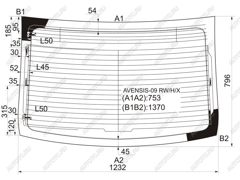 7 999 р. Стекло заднее (Цвет зеленый Обогрев Антенна) Toyota Avensis (T270) 08-18 XYG AVENSIS-09 RW/H/X  с доставкой в г. Кемерово