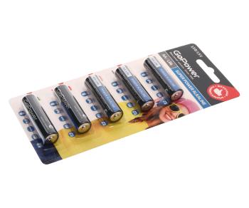 183 р. Батарейка AA LR6 1.5V блистер 5шт. Alkaline GOPOWER GOPOWER 00-00023779  с доставкой в г. Кемерово. Увеличить фотографию 1