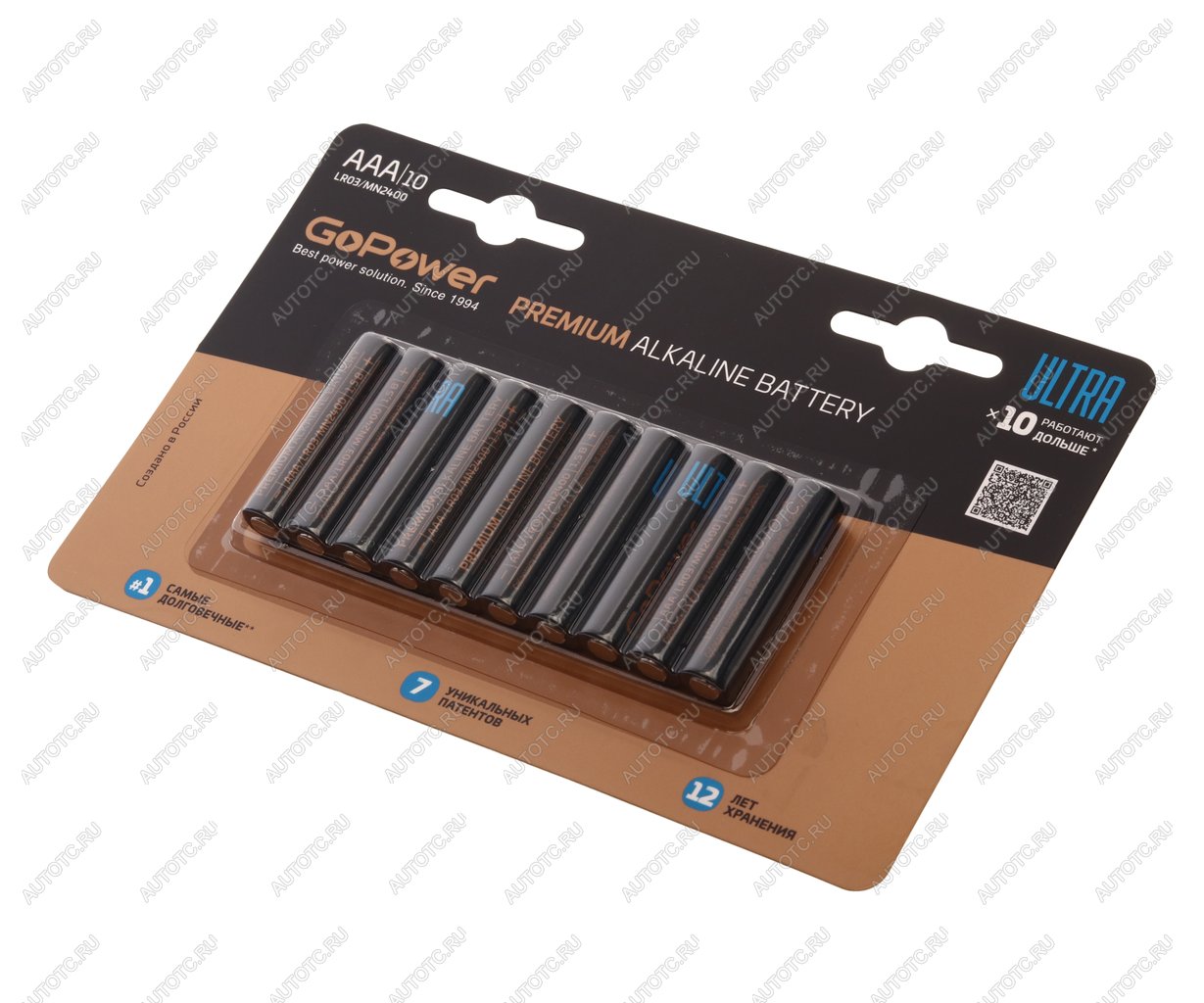 449 р. Батарейка AAA LR03 1.5V блистер 10шт. Alkaline Ultra GOPOWER GOPOWER 00-00026397  с доставкой в г. Кемерово