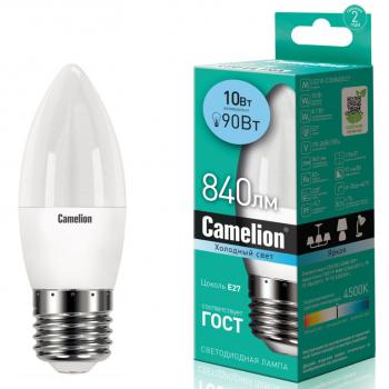 144 р. Лампа светодиодная E27 С35 10W (90W) 220V холодный Ultra CAMELION CAMELION led10-c35845e27  с доставкой в г. Кемерово. Увеличить фотографию 1
