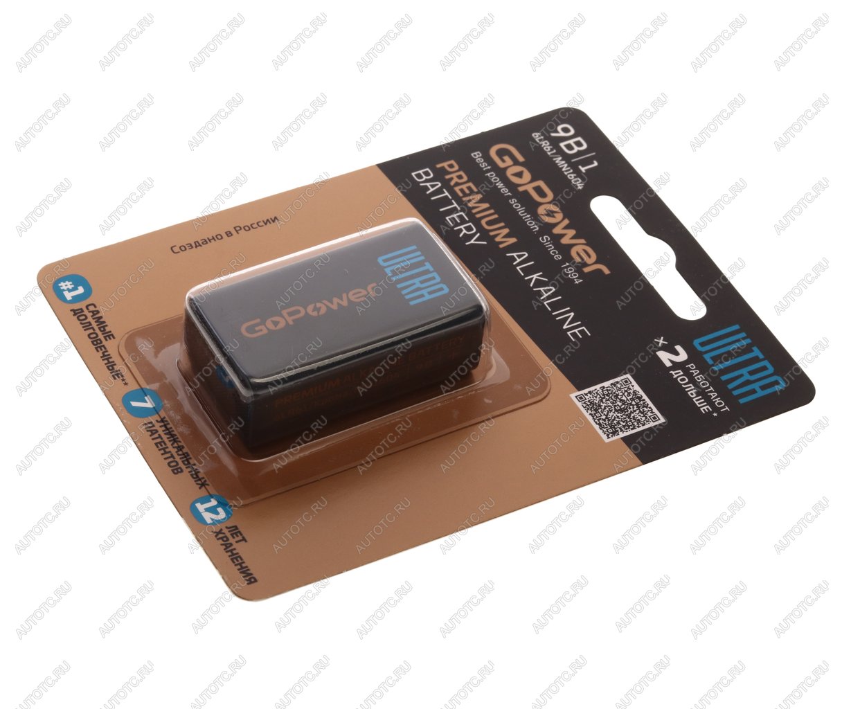 252 р. Батарейка KRONA 6LR61 9V блистер 1шт. Alkaline Ultra GOPOWER GOPOWER 00-00026400  с доставкой в г. Кемерово