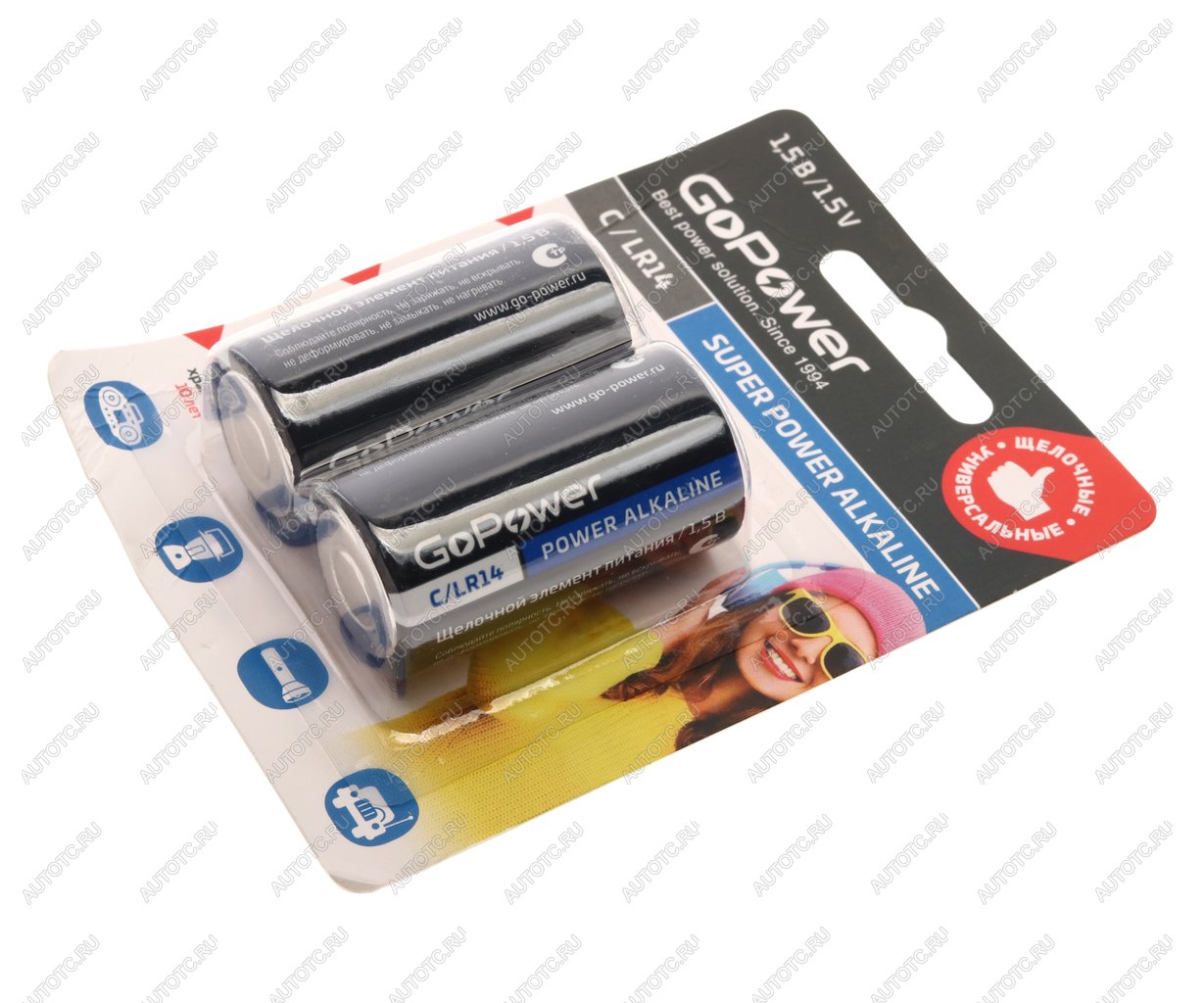 278 р. Батарейка C LR14 1.5V блистер 2шт. Alkaline GOPOWER GOPOWER 00-00017861  с доставкой в г. Кемерово