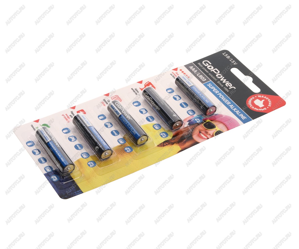182 р. Батарейка AAA LR03 1.5V блистер 5шт. Alkaline GOPOWER GOPOWER 00-00023778  с доставкой в г. Кемерово