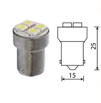 176 р. Лампа светодиодная 24V R10W BA15s 4 светодиода белая МАЯК МАЯК 24t15-w4smd  с доставкой в г. Кемерово. Увеличить фотографию 2