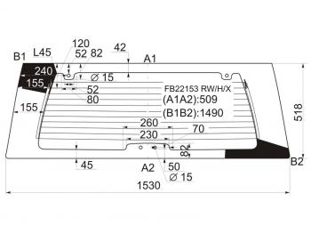 Стекло заднее (Цвет зеленый Обогрев) Infiniti QX56 04-10  Nissan Armada 03-16 XYG FB22153 RW/H/X