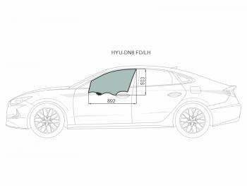 Стекло боковое опускное (Спереди/ Слева/ Цвет зеленый/ Крепления) Hyundai Sonata 19- XYG HYU-DN8 FD/LH, hyudn8fdlh XYG HYU-DN8 FD/LH