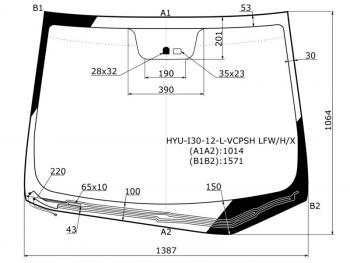 7 899 р. Стекло лобовое (Обогрев щеток Датчик дождя) Hyundai i30 11-17 XYG HYU-I30-12-L-VCPSH LFW/H/X  с доставкой в г. Кемерово. Увеличить фотографию 1