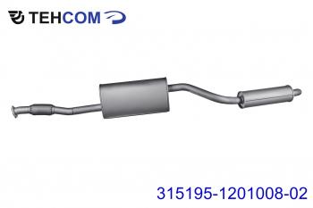 17 599 р. Глушитель УАЗ-315195 Хантер дв.ЗМЗ-409 ЕВРО-4,5 с резонатором нержавеющая сталь НО ТЕХКОМ ТЕХКОМ 315195-1201008  с доставкой в г. Кемерово. Увеличить фотографию 1