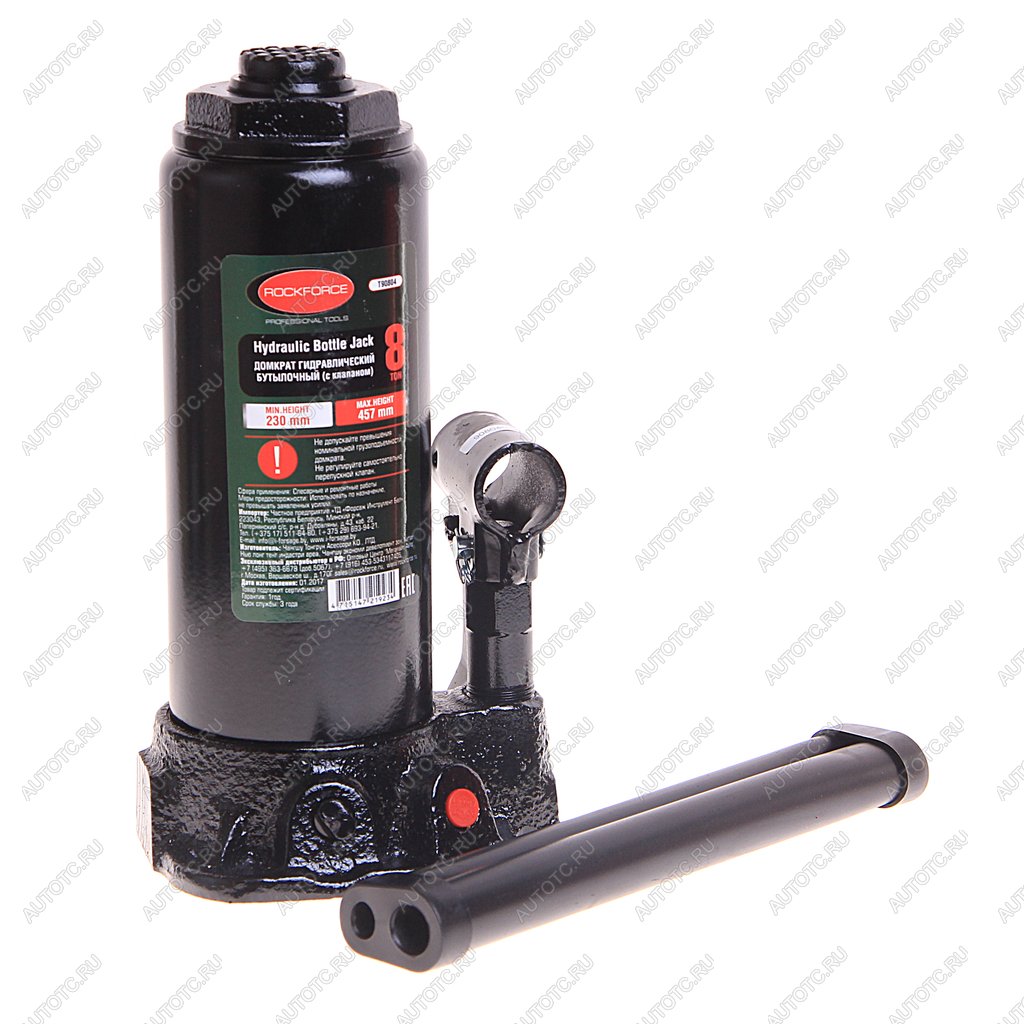 2 399 р. Домкрат бутылочный 8т 190-360мм с клапаном ROCKFORCE ROCKFORCE rf-t90804  с доставкой в г. Кемерово