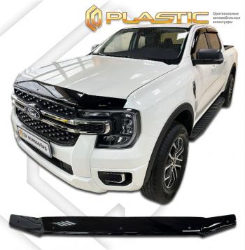 2 699 р. Дефлектор капота CA-Plastiс Ford Ranger SuperCrew (2019-2023) (серия Classic черный)  с доставкой в г. Кемерово. Увеличить фотографию 2