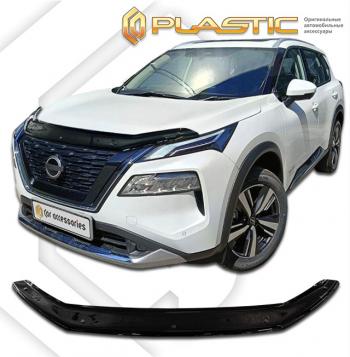 2 799 р. Дефлектор капота CA-Plastiс Nissan X-trail 4 T33 дорестайлинг (2021-2025) (серия Classic черный)  с доставкой в г. Кемерово. Увеличить фотографию 2