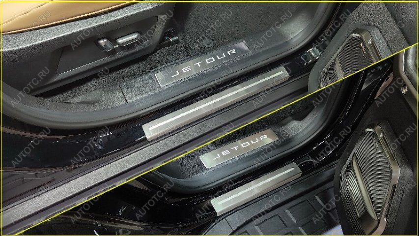 3 499 р. Накладки на пороги (лист шлифованный с полосой) 4шт  jetourt22401  с доставкой в г. Кемерово