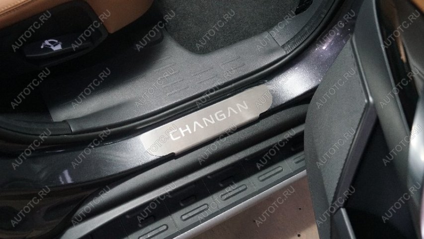2 269 р. Накладки на пороги задние (лист шлифованный надпись Changan) 2шт  chancs95new2401  с доставкой в г. Кемерово