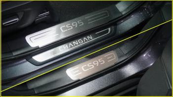 4 599 р. Накладки на пластиковые пороги (лист шлифованный надпись CS95) 4шт  chancs95new2402  с доставкой в г. Кемерово. Увеличить фотографию 1