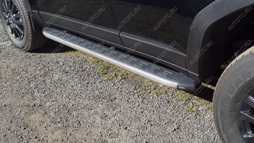 22 999 р. Пороги алюминиевые с пластиковой накладкой ТСС Тюнинг  Toyota Land Cruiser Prado  J250 (2023-2025) (карбон серые)  с доставкой в г. Кемерово