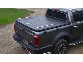 Рейлинг длинный (комплект) ТСС Тюнинг JAC T9 (2021-2025) Pickup Double Cab (нержавеющая сталь)