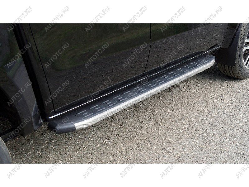22 999 р. Пороги алюминиевые с пластиковой накладкой ТСС Тюнинг  JAC T9 (2021-2025) Pickup Double Cab (карбон серые)  с доставкой в г. Кемерово