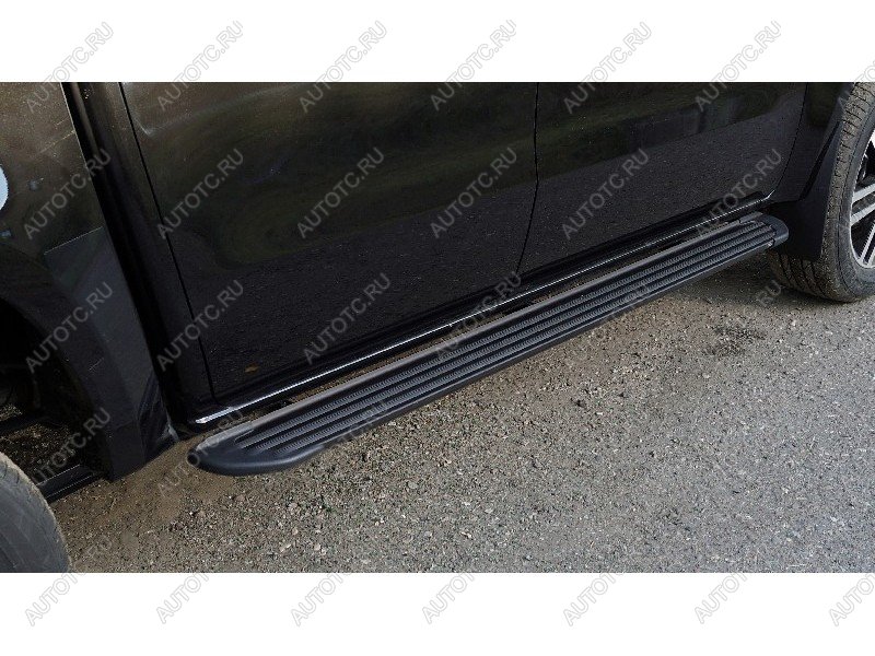 22 999 р. Пороги алюминиевые Slim Line ТСС Тюнинг  JAC T9 (2021-2025) Pickup Double Cab (Black)  с доставкой в г. Кемерово