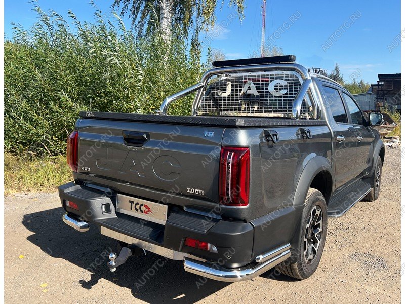 32 999 р. Защита задняя уголки двойные d76.1*42.4 ТСС Тюнинг  JAC T9 (2021-2025) Pickup Double Cab (нержавейка)  с доставкой в г. Кемерово