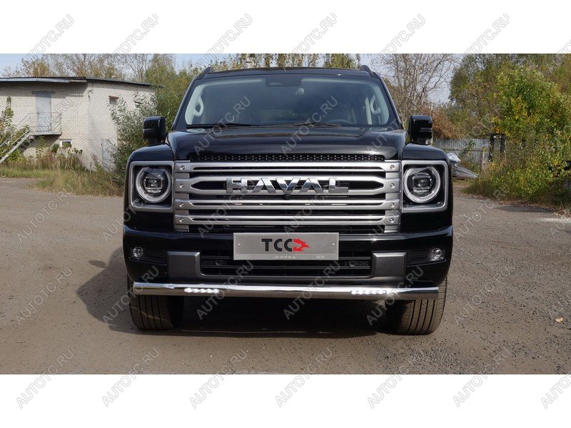 41 649 р. Защита передняя нижняя d76.1 мм (с ДХО) ТСС Тюнинг  Haval H9 (2024-2025) (нержавейка)  с доставкой в г. Кемерово