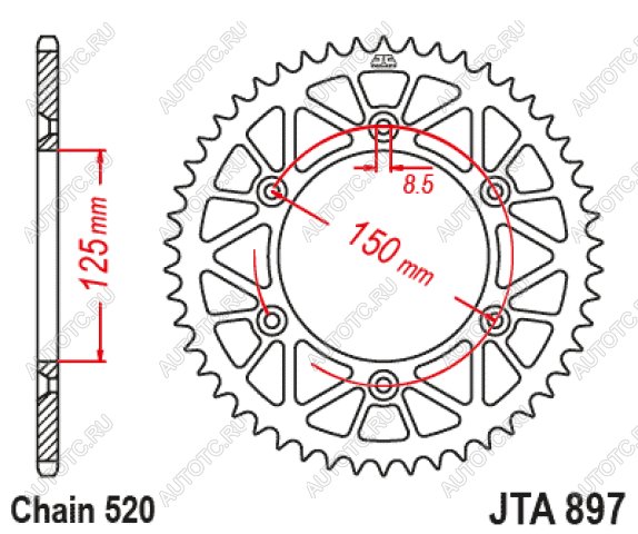 3 399 р. Звезда цепного привода JTA897.49ORG  jta897.49org  с доставкой в г. Кемерово