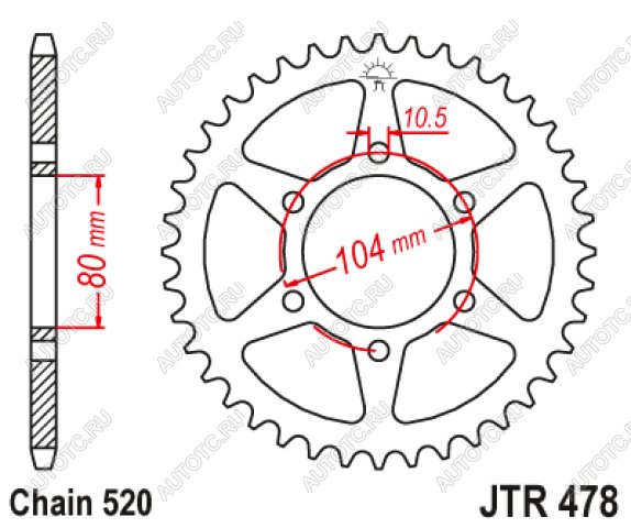 3 299 р. Звезда цепного привода JTR478 46ZBK  jtr478.46zbk  с доставкой в г. Кемерово