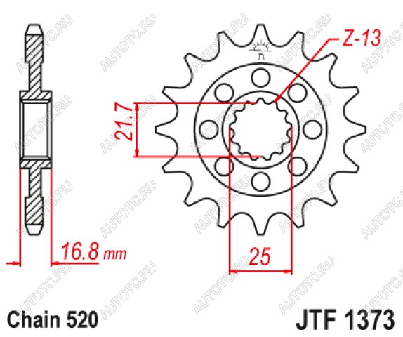 2 369 р. Звезда цепного привода JTF1373.17  jtf1373.17  с доставкой в г. Кемерово