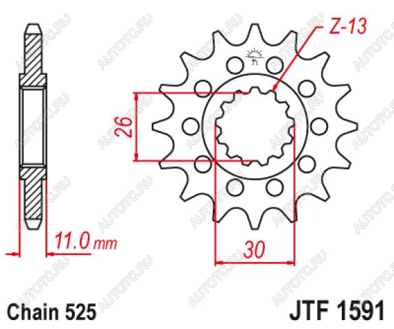 1 789 р. Звезда цепного привода JTF1591 16RB  jtf1591.16rb  с доставкой в г. Кемерово