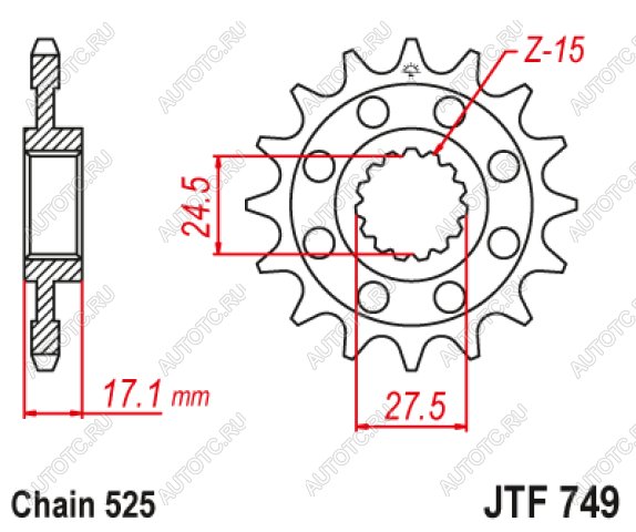 2 099 р. Звезда цепного привода JTF749 15  jtf749.15  с доставкой в г. Кемерово