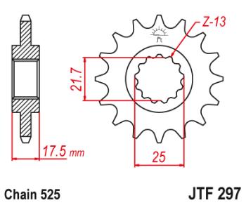 1 899 р. Звезда цепного привода JTF297 15RB  jtf297.15rb  с доставкой в г. Кемерово. Увеличить фотографию 1