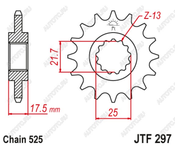 1 899 р. Звезда цепного привода JTF297 15RB  jtf297.15rb  с доставкой в г. Кемерово