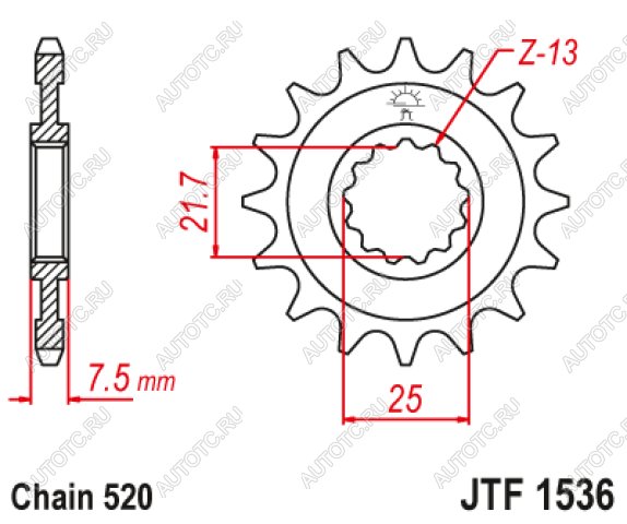 1 299 р. Звезда цепного привода JTF1536 16RB  jtf1536.16rb  с доставкой в г. Кемерово