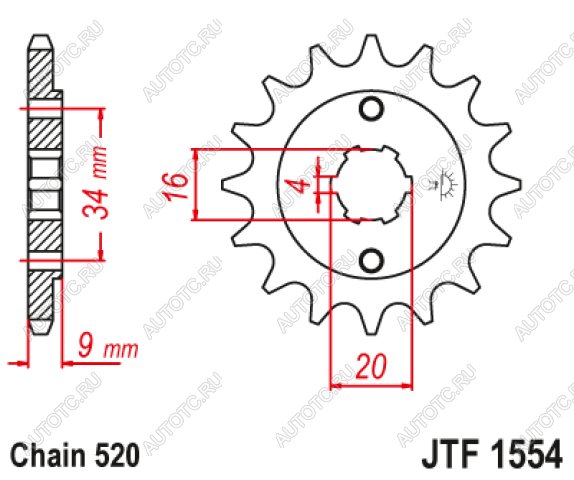 1 259 р. Звезда цепного привода JTF1554 13  jtf1554.13  с доставкой в г. Кемерово