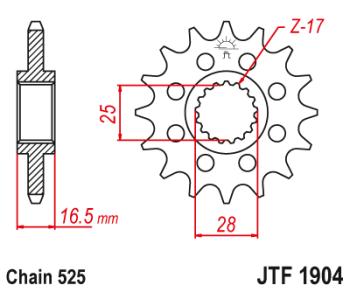 2 299 р. Звезда цепного привода JTF1904 17RB  jtf1904.17rb  с доставкой в г. Кемерово. Увеличить фотографию 1
