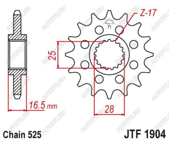 2 299 р. Звезда цепного привода JTF1904 17RB  jtf1904.17rb  с доставкой в г. Кемерово