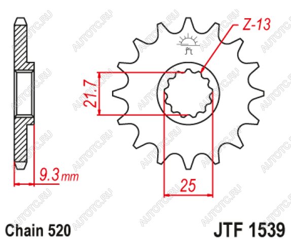 1 799 р. Звезда цепного привода JTF1539 14RB  jtf1539.14rb  с доставкой в г. Кемерово