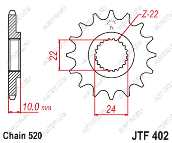 1 499 р. Звезда цепного привода JTF402 16RB  jtf402.16rb  с доставкой в г. Кемерово