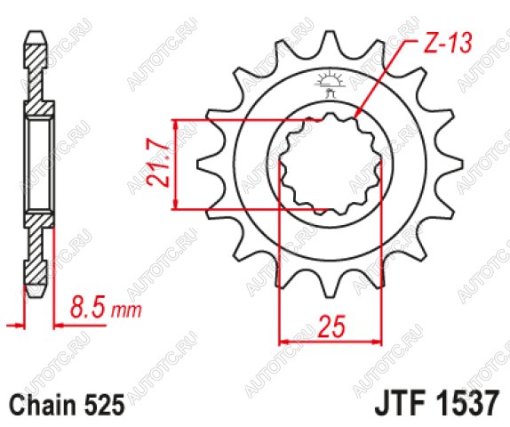 1 449 р. Звезда цепного привода JTF1537 16RB  jtf1537.16rb  с доставкой в г. Кемерово