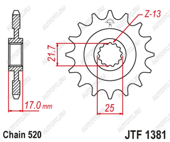 1 699 р. Звезда цепного привода JTF1381 15RB  jtf1381.15rb  с доставкой в г. Кемерово