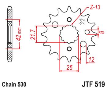 1 299 р. Звезда цепного привода JTF519 17  jtf519.17  с доставкой в г. Кемерово. Увеличить фотографию 1