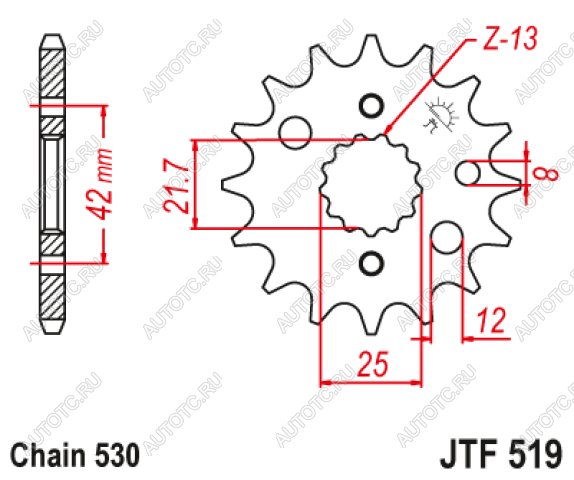 1 299 р. Звезда цепного привода JTF519 17  jtf519.17  с доставкой в г. Кемерово