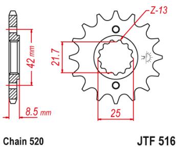 1 499 р. Звезда цепного привода JTF516 13  jtf516.13  с доставкой в г. Кемерово. Увеличить фотографию 1