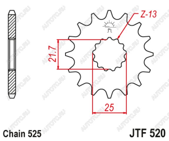 1 239 р. Звезда цепного привода JTF520 15RB  jtf520.15rb  с доставкой в г. Кемерово