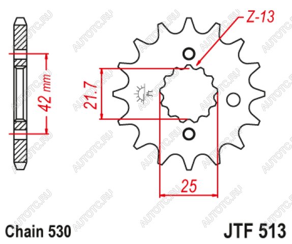 1 299 р. Звезда цепного привода JTF513 17RB  jtf513.17rb  с доставкой в г. Кемерово