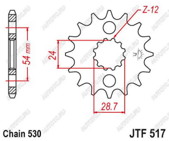 1 359 р. Звезда цепного привода JTF517 17RB  jtf517.17rb  с доставкой в г. Кемерово