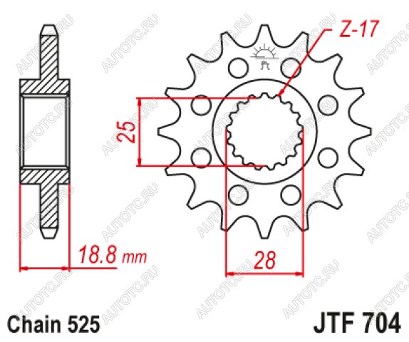 2 199 р. Звезда цепного привода JTF704 16RB  jtf704.16rb  с доставкой в г. Кемерово