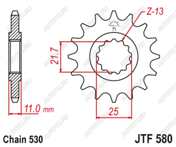 1 599 р. Звезда цепного привода JTF580 16RB  jtf580.16rb  с доставкой в г. Кемерово
